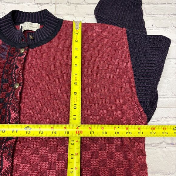 Coogi Australia Women Cardigan Sweater Cable 3D Knit Size Medium Artsy D011 -11 - Picture 3 of 16